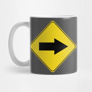 Caution Road Sign Right Arrow Mug